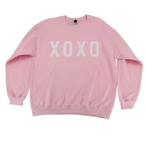 Gildan Pink XOXO Graphic Sweatshirt Heavy Blend Large NWOT‎